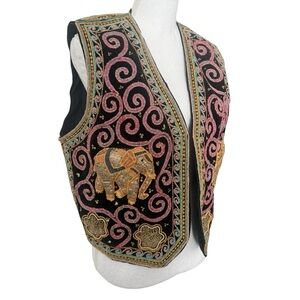Elegant Embroidered Black and Pink Vest